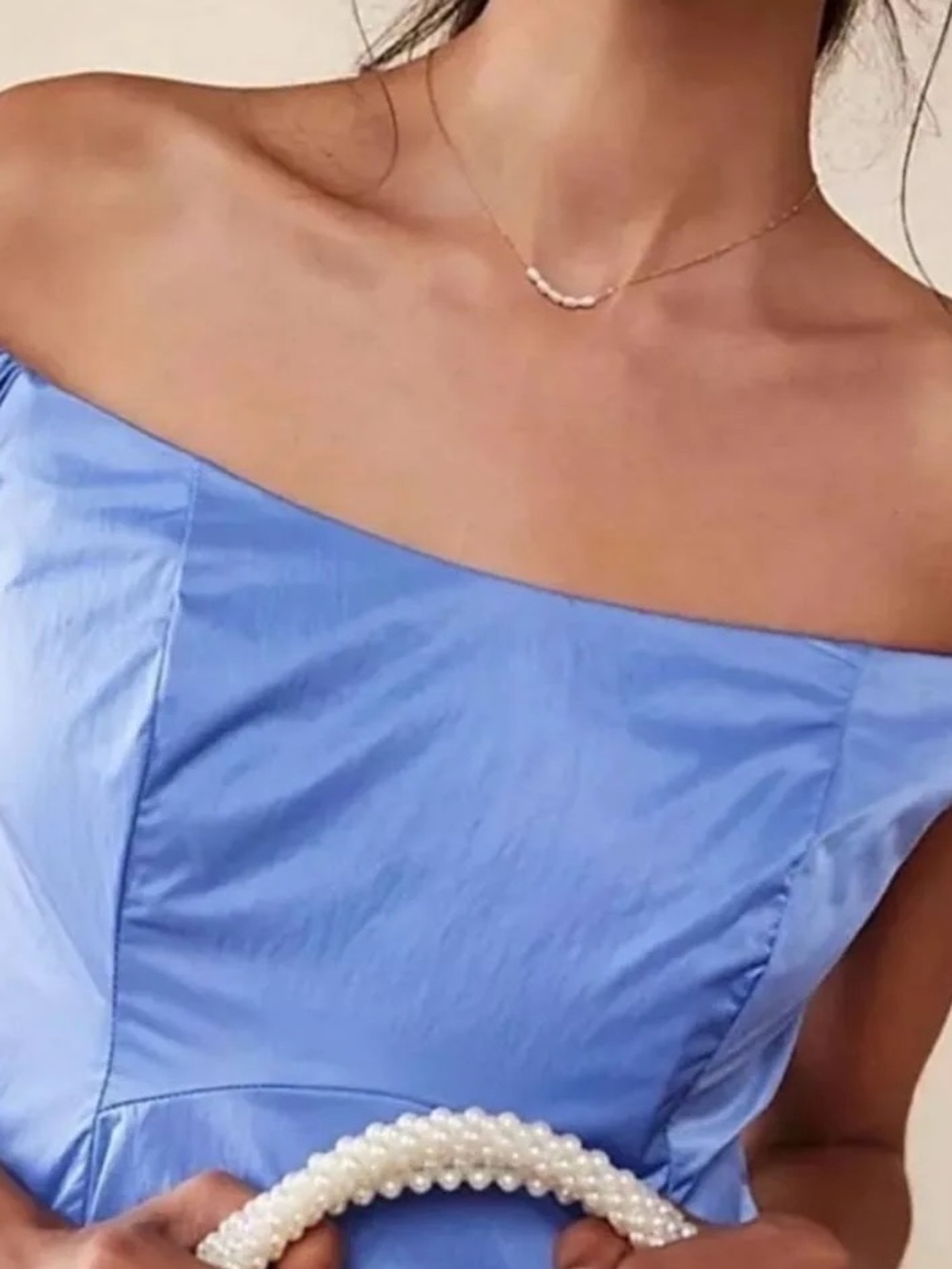 Free People Alinda Dress in Blue Iris Off the Shoulder Midi Pockets Size 10 - Picture 4 of 11